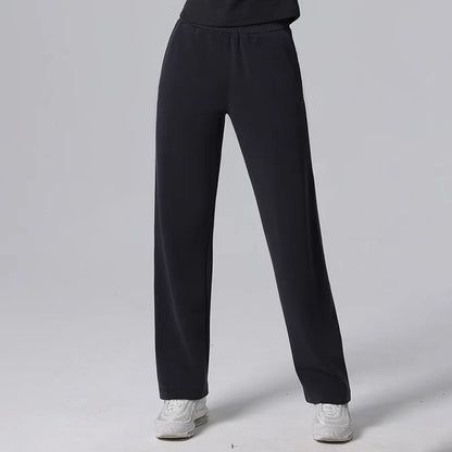 Gia - Pantalones deportivos casuales con pierna ancha y cintura alta