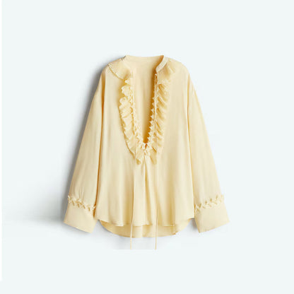 Conjunto MAEVA - Conjunto bohemio de blusa con volantes y falda