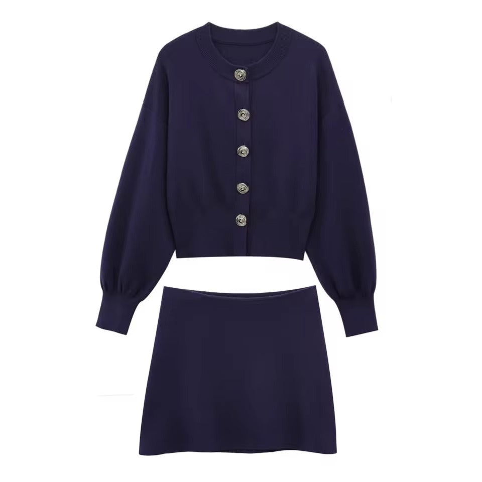 Conjunto Elise - Conjunto elegante de cárdigan corto y minifalda