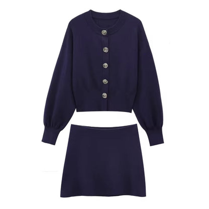 Conjunto Elise - Conjunto elegante de cárdigan corto y minifalda