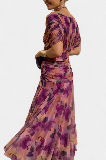 Alondra Vestido Largo con Estampado Floral Fantasía y Escote en V